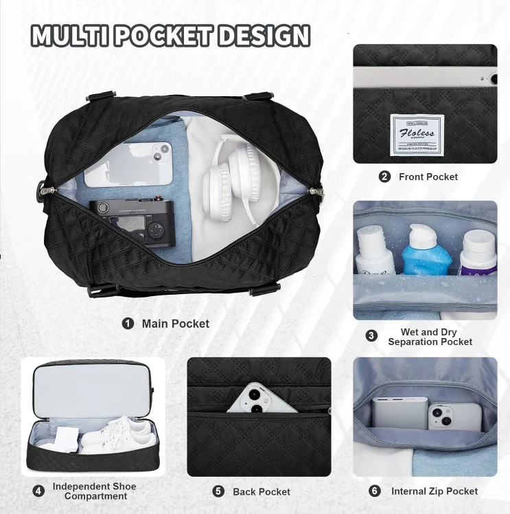 Unisex Oxford Nylon Duffle Gym Blue Bag